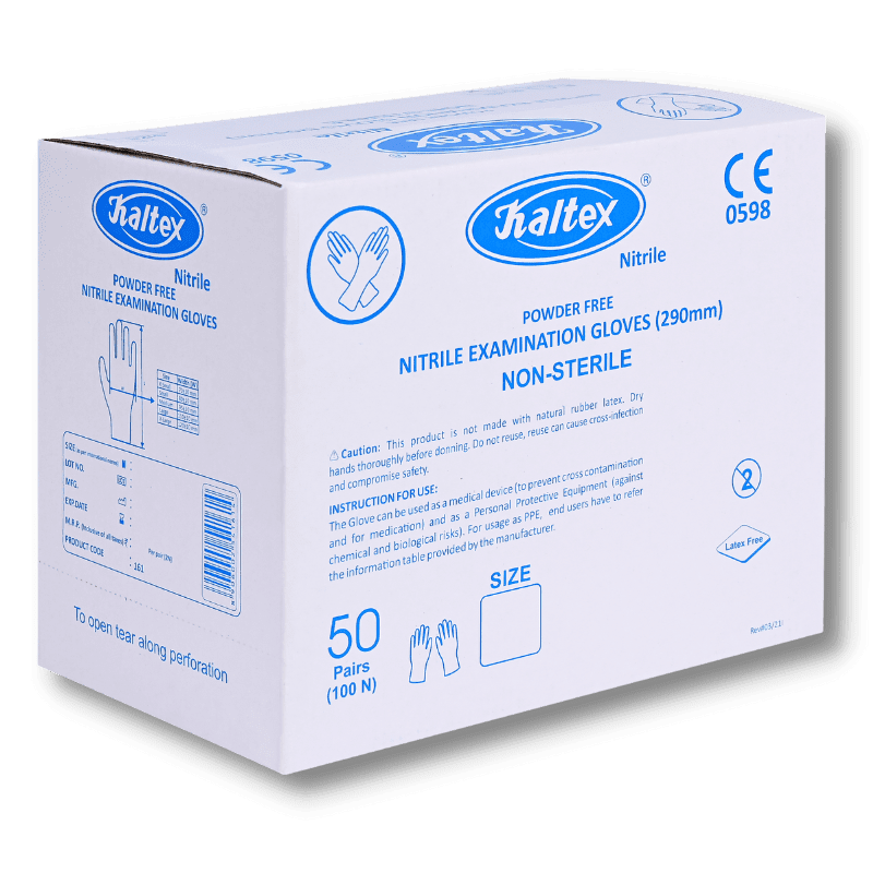 KALTEX POWDER FREE NITRILE EXAMINATION GLOVES 290mm